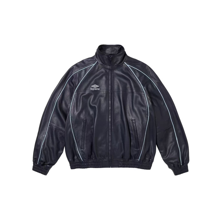 NIGO Supreme Men's And Women's  Spring/fall Fashion Casual Solid Color High Neck Zipper Front Embroidered Logo Leather Jacket #nigo79518