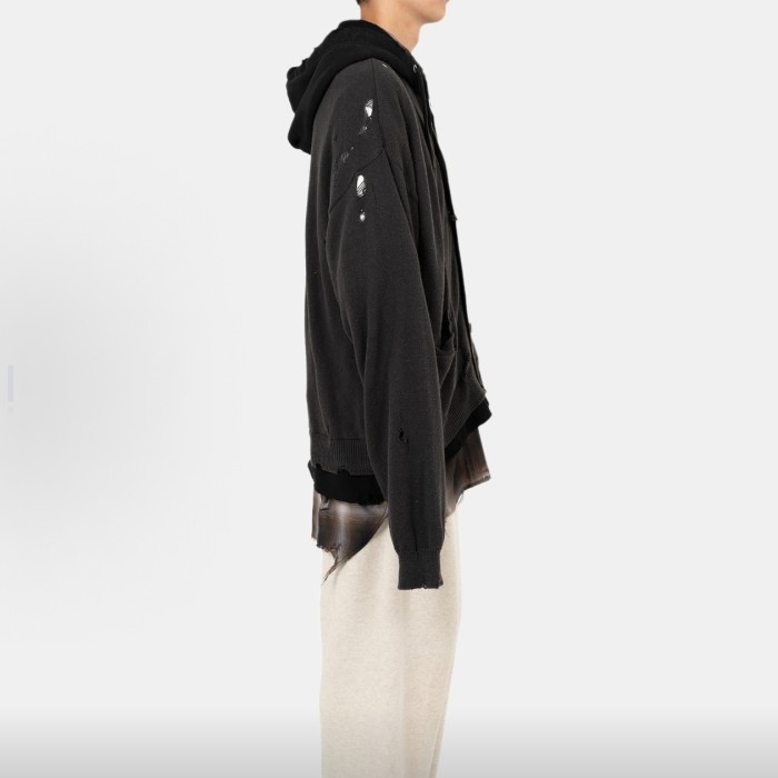 NIGO Maison Mihara Yasuhiro Spring/summer Fashion Casual Solid Color Hooded Zipper Embroidered Oversized Relaxed Patchwork Long Sleeve Knit Sweater Jacket #nigo79498