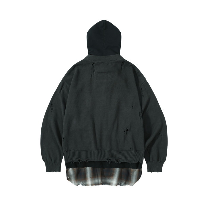 NIGO Maison Mihara Yasuhiro Spring/summer Fashion Casual Solid Color Hooded Zipper Embroidered Oversized Relaxed Patchwork Long Sleeve Knit Sweater Jacket #nigo79498
