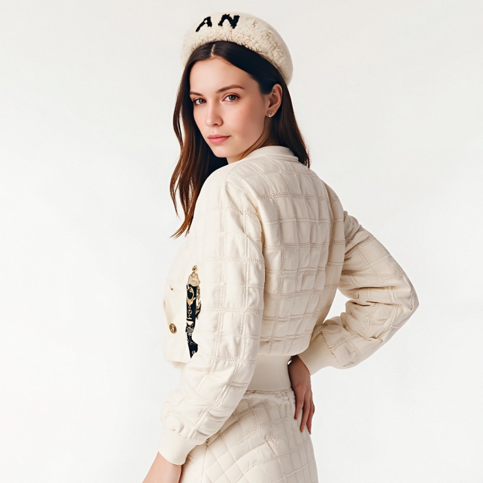 NIGO Chanel Women's Waist-Defining Zipper Long-Sleeve Jacket Checkered Solid-Color Fall/Winter Coat Ngvp #nigo331924