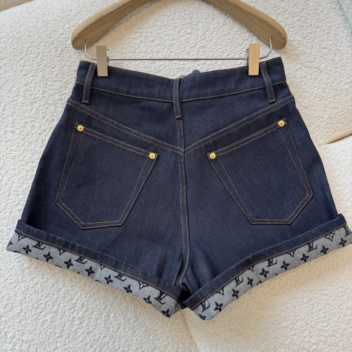 NIGO Louis Vuitton Women's Summer Solid Color Turn-Up Mini Pocket Denim Shorts #nigo77818