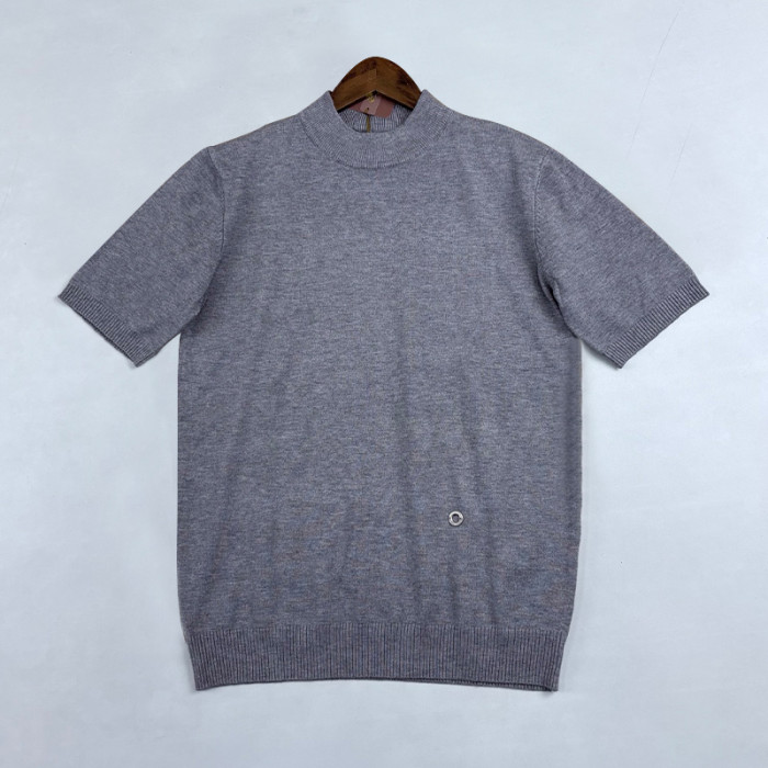 NIGO Loro Piana Men's Solid-Color Metal Logo Crew Neck Knit Short-Sleeve Sweater for Spring, Autumn, and Winter Ngvp #nigo2725