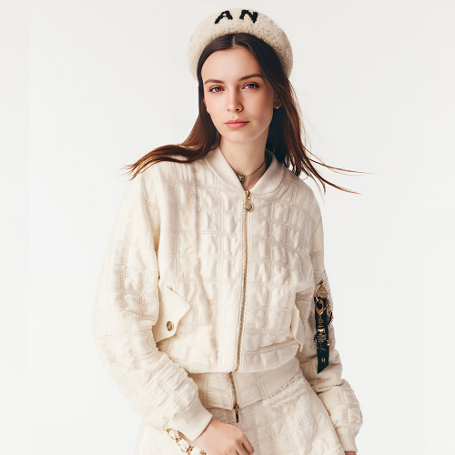 NIGO Chanel Women's Waist-Defining Zipper Long-Sleeve Jacket Checkered Solid-Color Fall/Winter Coat Ngvp #nigo331924