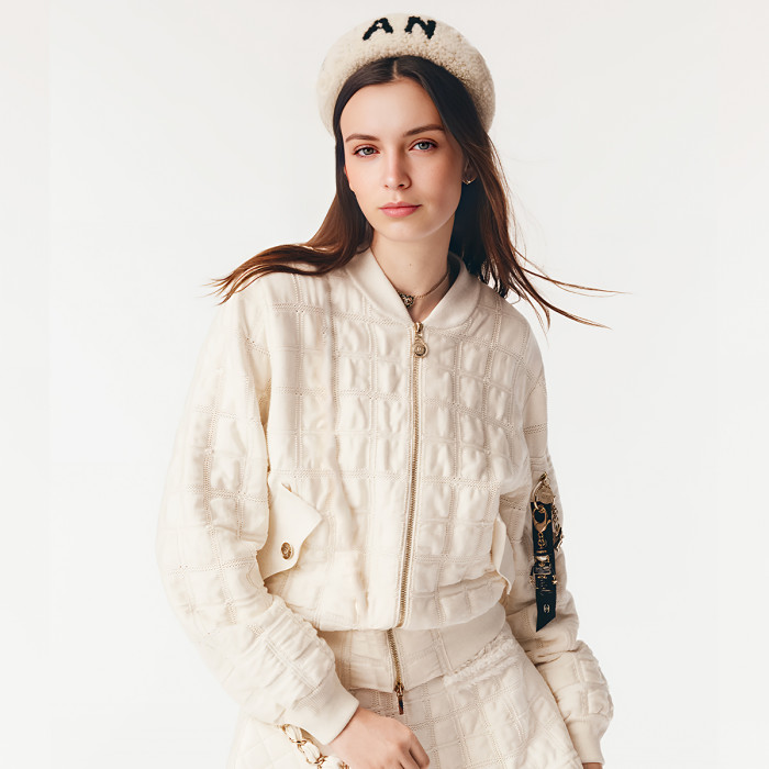 NIGO Chanel Women's Waist-Defining Zipper Long-Sleeve Jacket Checkered Solid-Color Fall/Winter Coat Ngvp #nigo331924