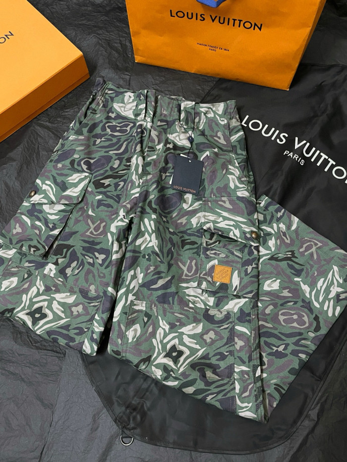 NIGO Louis Vuitton Men's Spring/Fall Fashion Casual Reversible Color Woven Combed Cotton Work Pants with Patch Pockets Pants #nigo79489