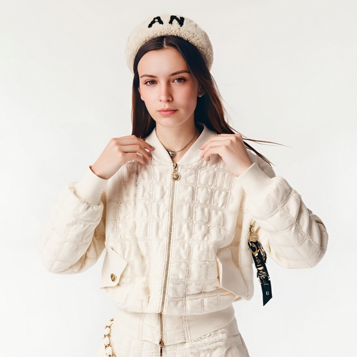 NIGO Chanel Women's Waist-Defining Zipper Long-Sleeve Jacket Checkered Solid-Color Fall/Winter Coat Ngvp #nigo331924