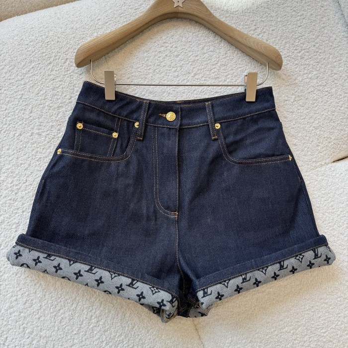 NIGO Louis Vuitton Women's Summer Solid Color Turn-Up Mini Pocket Denim Shorts #nigo77818