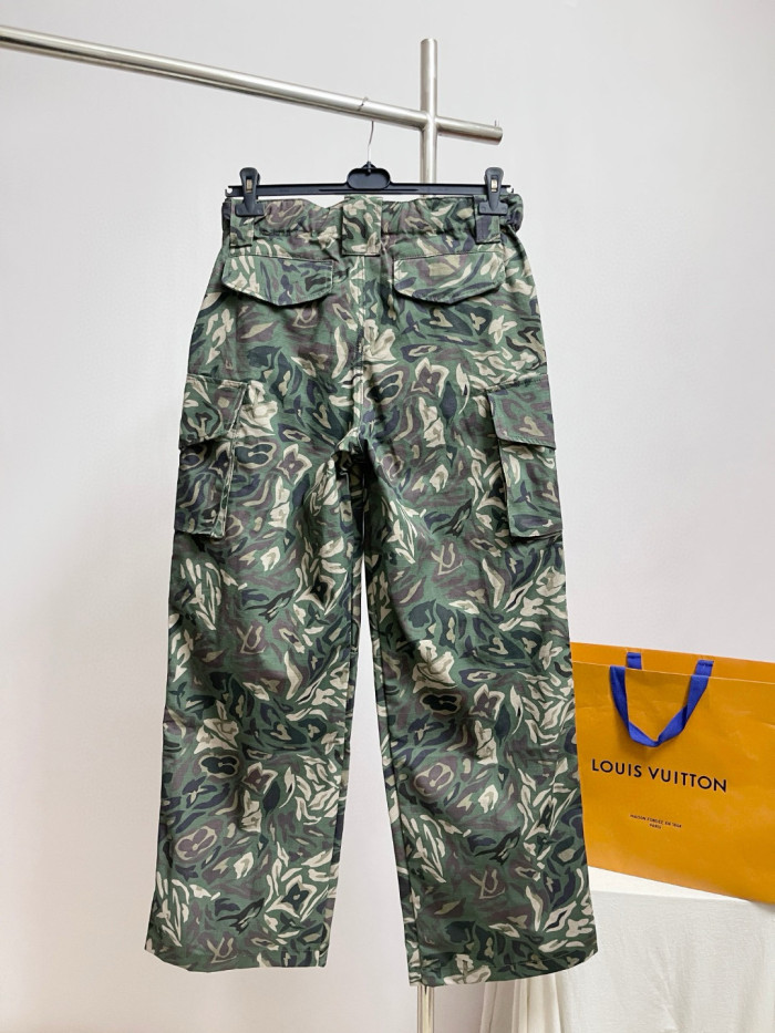 NIGO Louis Vuitton Men's Spring/Fall Fashion Casual Reversible Color Woven Combed Cotton Work Pants with Patch Pockets Pants #nigo79489