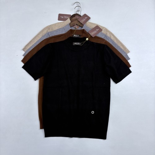 NIGO Loro Piana Men's Solid-Color Metal Logo Crew Neck Knit Short-Sleeve Sweater for Spring, Autumn, and Winter Ngvp #nigo2725