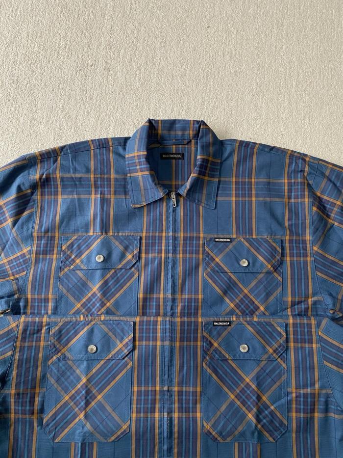 NIGO Balenciaga Men's Checkered Cotton Long-Sleeve Spring/Fall Solid-Color Collared Loose-Fit Zipper Shirt Ngvp #nigo2723