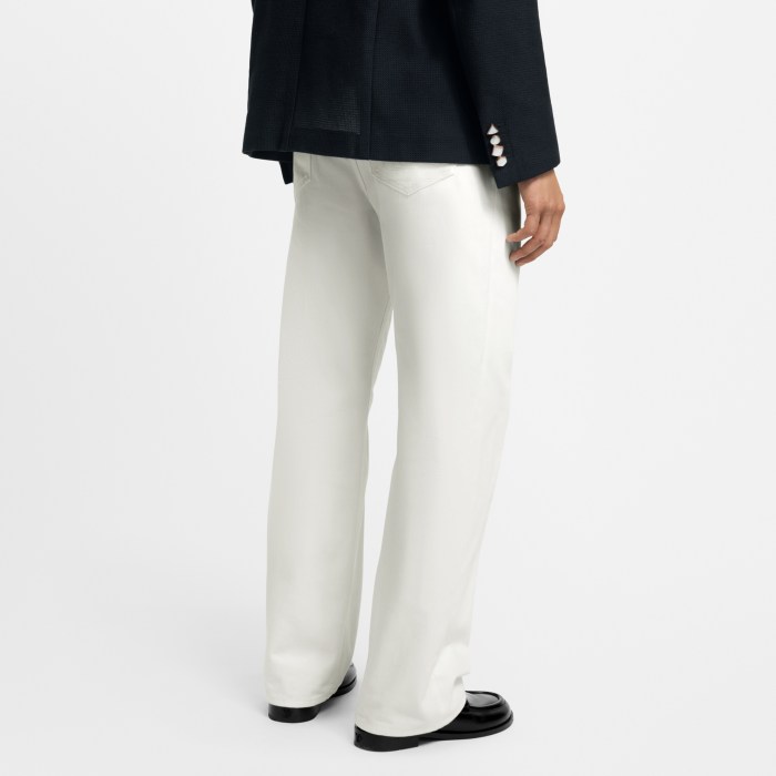 NIGO Louis Vuitton Men's Spring/Fall Fashion Classic Solid Color Back Pocket Embroidered White Denim Pants #nigo79553