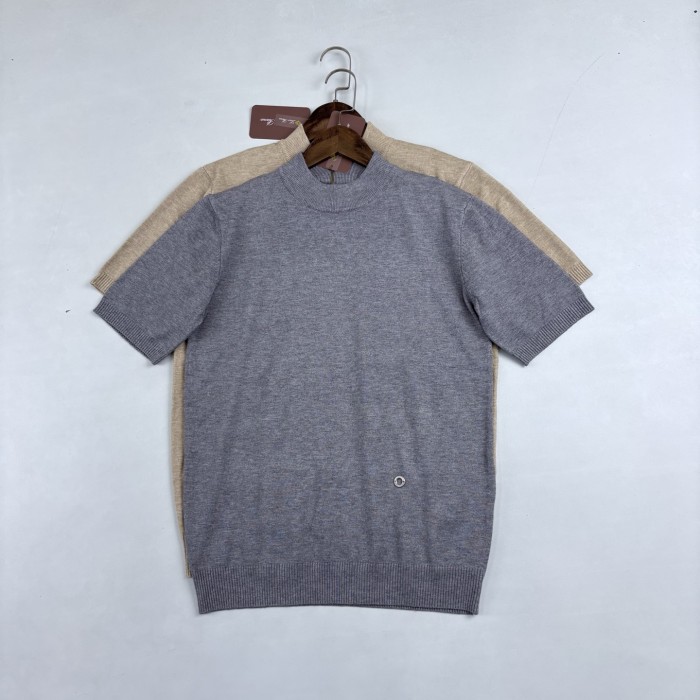 NIGO Loro Piana Men's Solid-Color Metal Logo Crew Neck Knit Short-Sleeve Sweater for Spring, Autumn, and Winter Ngvp #nigo2725