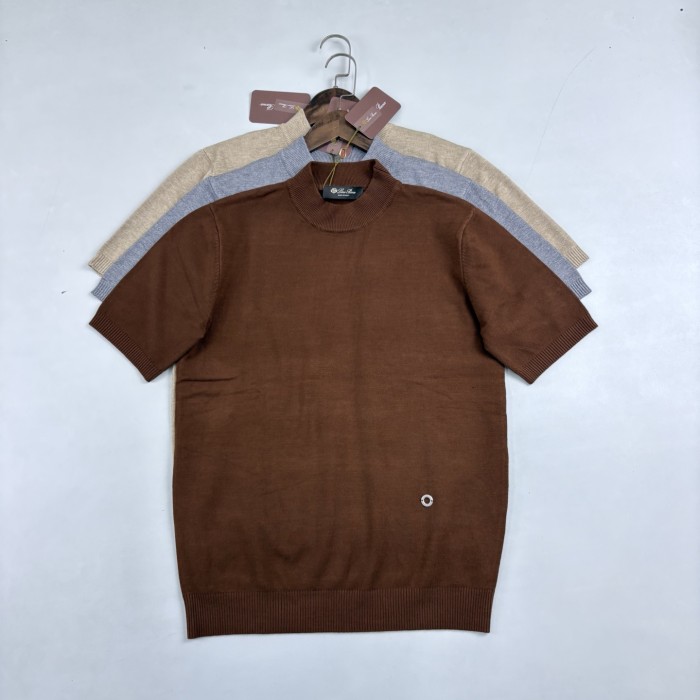 NIGO Loro Piana Men's Solid-Color Metal Logo Crew Neck Knit Short-Sleeve Sweater for Spring, Autumn, and Winter Ngvp #nigo2725