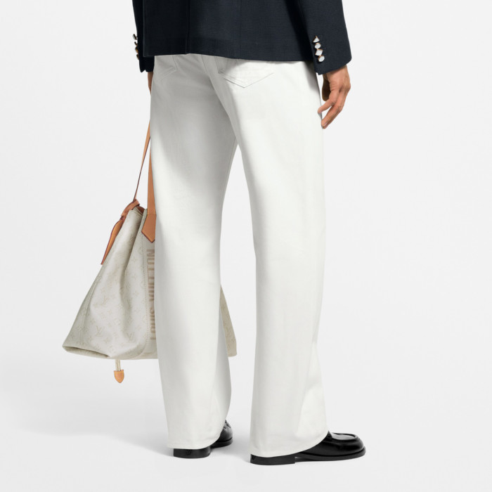 NIGO Louis Vuitton Men's Spring/Fall Fashion Classic Solid Color Back Pocket Embroidered White Denim Pants #nigo79553