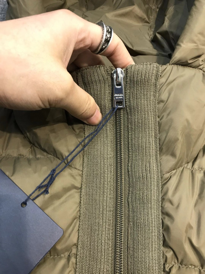 NIGO Prada Men's Fall/Winter Fashion Casual Classic Logo Triangular Enamel Emblem Hooded Zipper Patchwork Down Jacket #nigo79548