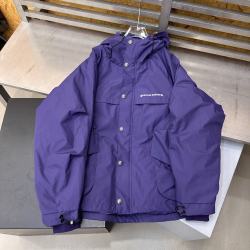 NIGO Chrome Hearts Men's And Women's Fall/winter Fashion Casual Solid Color Hooded Zipper Windproof Single Breasted Button Classic Logo Print White Goose Down Filled Jacket #nigo79546