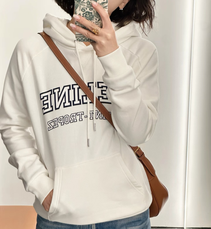 NIGO Celine Men's And Women's Spring/fall Fashion Casual Solid Color Hooded Pullover Logo Print Oversized Long Sleeve Sweatshirt #nigo79532