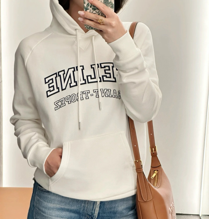 NIGO Celine Men's And Women's Spring/fall Fashion Casual Solid Color Hooded Pullover Logo Print Oversized Long Sleeve Sweatshirt #nigo79532
