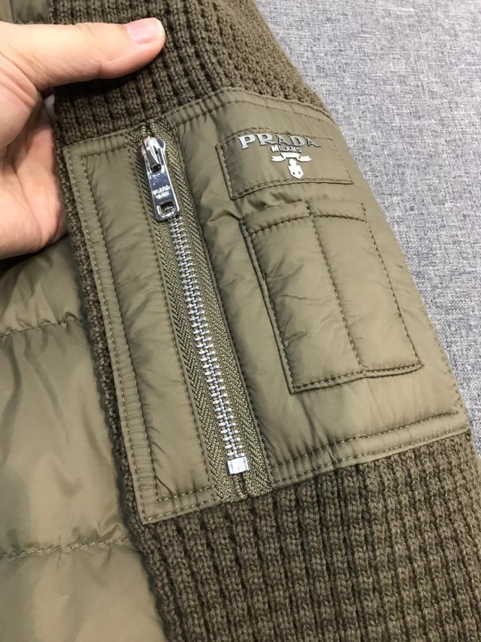 NIGO Prada Men's Fall/Winter Fashion Casual Classic Logo Triangular Enamel Emblem Hooded Zipper Patchwork Down Jacket #nigo79548