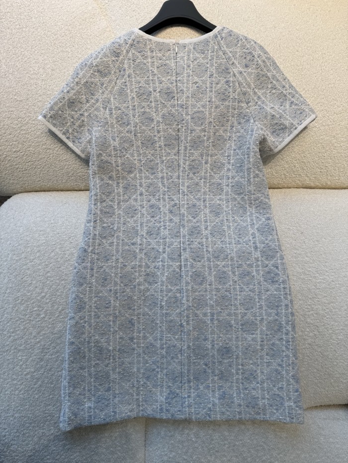 NIGO Dior ﻿ Women's Spring/Summer Fashion Casual Round Neck Simple Elegant Rattan Check Short Sleeve Dress #nigo79562