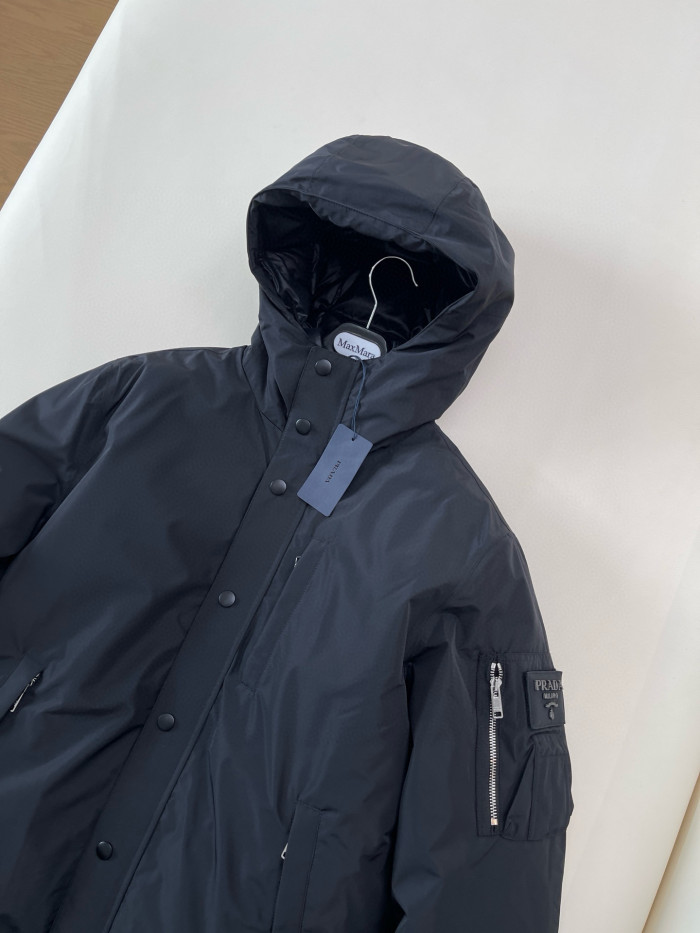 NIGO Prada Men's Fall/winter Fashion Casual Solid Color Hooded Zipper Single Button Windproof Down Jacket #nigo79565