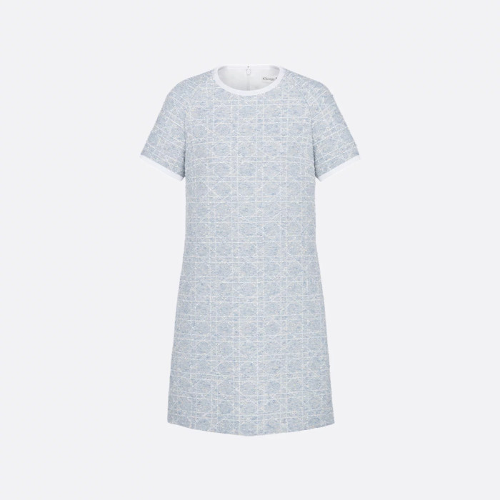 NIGO Dior ﻿ Women's Spring/Summer Fashion Casual Round Neck Simple Elegant Rattan Check Short Sleeve Dress #nigo79562