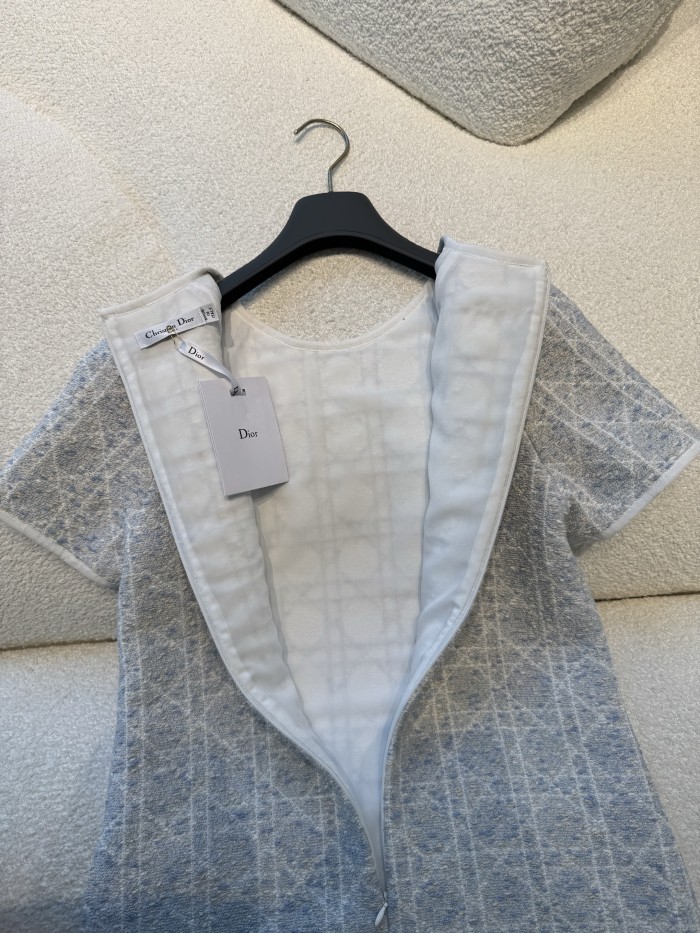 NIGO Dior ﻿ Women's Spring/Summer Fashion Casual Round Neck Simple Elegant Rattan Check Short Sleeve Dress #nigo79562