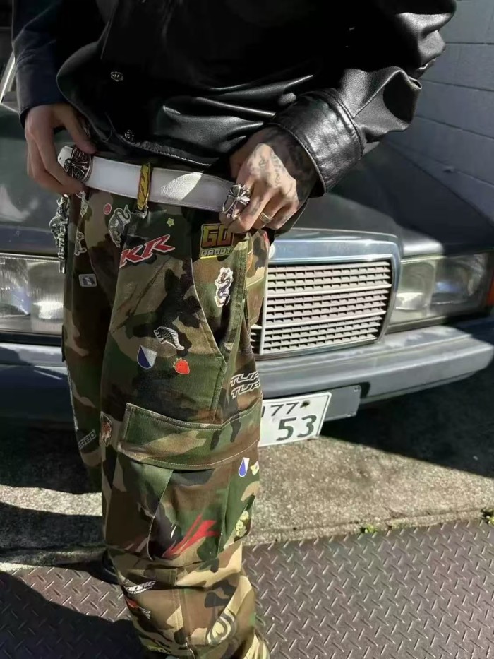 NIGO VETEMENTS Opium YVL Style Camouflage Sticker Printed Straight Overalls Playboicarti Same Style #nigo332197