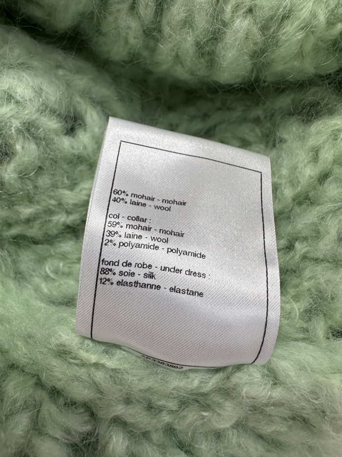 NIGO Chanel 25K Fall/Winter Haute Couture Collection Long Sleeves Short Dress Mohair And Wool Light Green #nigo332110