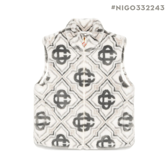 NIGO CASABLANCA 25SS Fall/Winter Men's and Women's Comfortable Zip Fastening Loose Color Block Sleeveless Vest #nigo332243