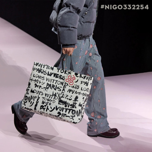 NIGO LOUIS VUITTON x NIGO Men's and Women's Shopper Tote Medium Bag Daily Cowhide Shopping Bag With Brand Logo Print #nigo332254