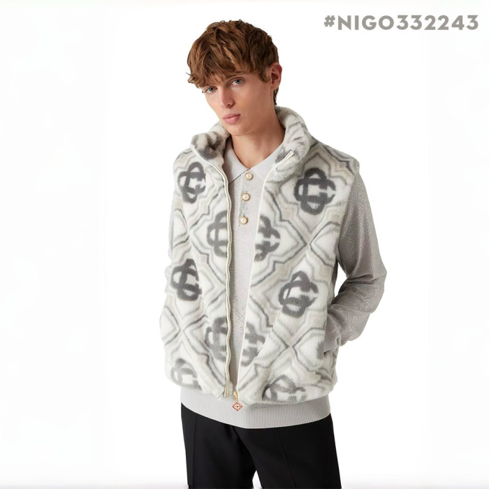 NIGO CASABLANCA 25SS Fall/Winter Men's and Women's Comfortable Zip Fastening Loose Color Block Sleeveless Vest #nigo332243