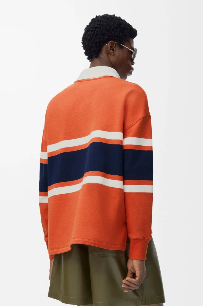 NIGO LOEWE FW25 Men's Cotton Horizontal Striped Logo Embroidered Long-Sleeved Polo Shirt #nigo332269