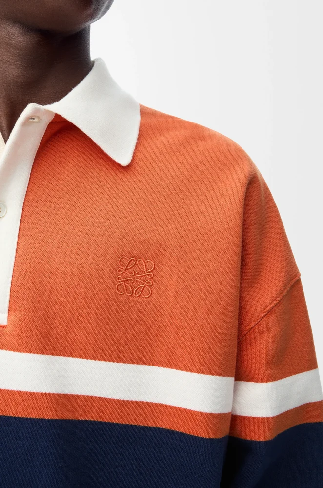 NIGO LOEWE FW25 Men's Cotton Horizontal Striped Logo Embroidered Long-Sleeved Polo Shirt #nigo332269