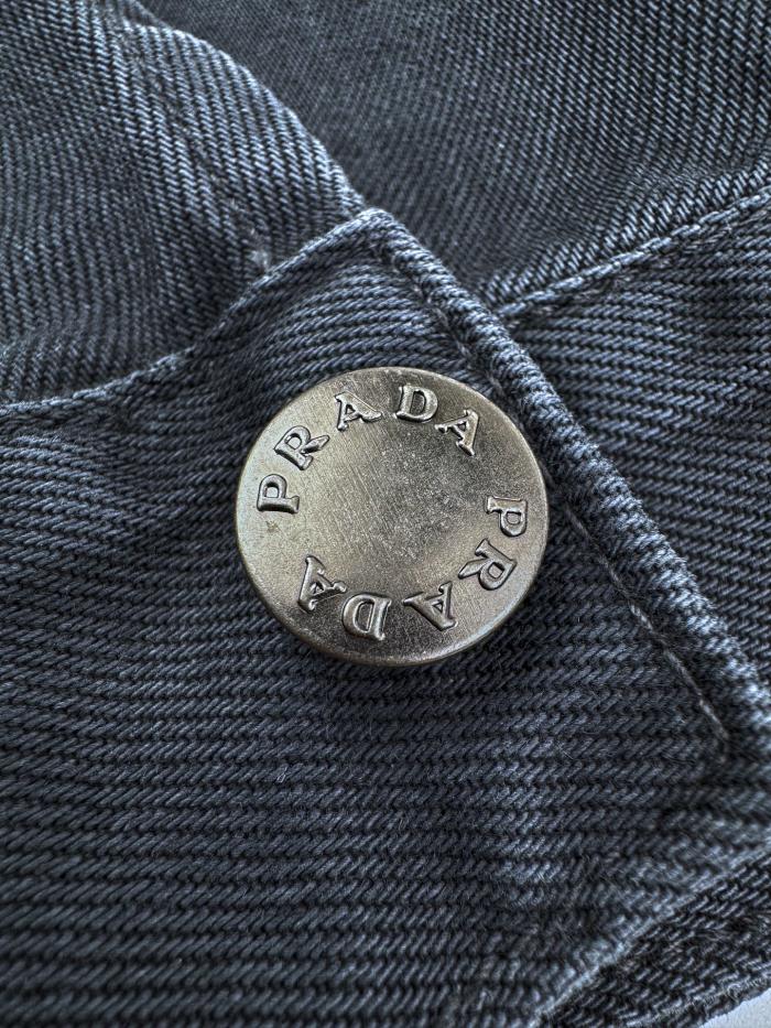 NIGO PRADA Men's Obsidian Denim Bomber Jacket Shirt-collar Zip-up Logo Long-sleeve Denim Jacket #nigo332258