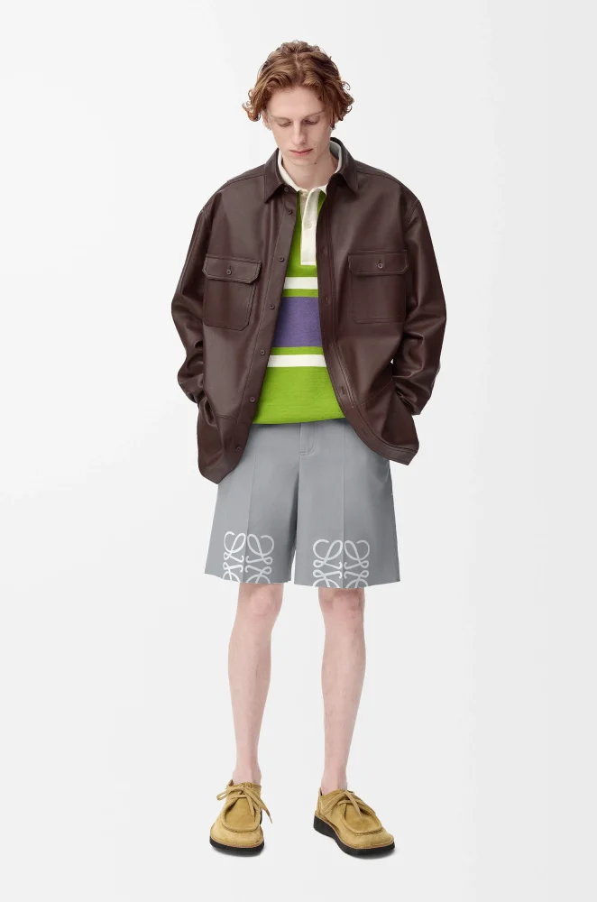 NIGO LOEWE FW25 Men's Cotton Horizontal Striped Logo Embroidered Long-Sleeved Polo Shirt #nigo332269