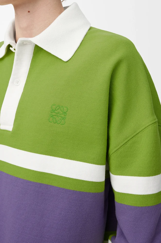 NIGO LOEWE FW25 Men's Cotton Horizontal Striped Logo Embroidered Long-Sleeved Polo Shirt #nigo332269