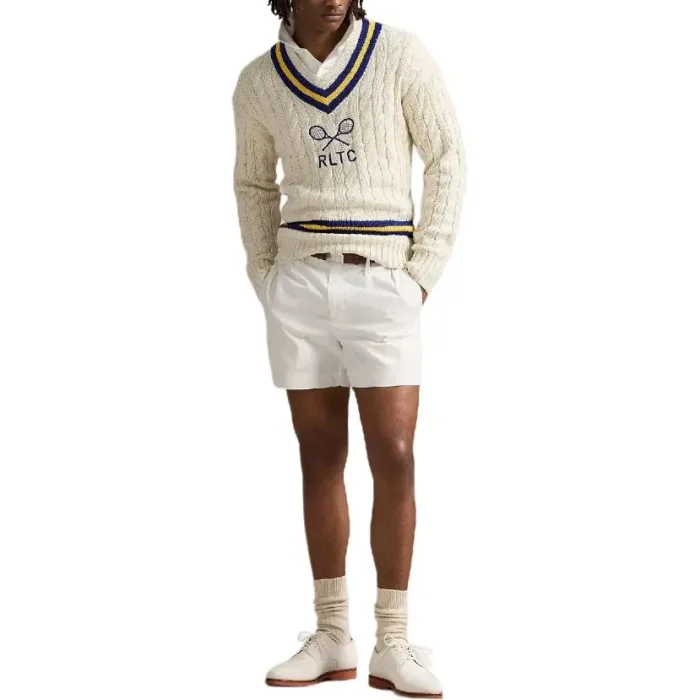 NIGO Ralph Lauren Men's Polo Solid Color V-neck Pullover Long-sleeved Autumn And Winter Knitted Wool Polo