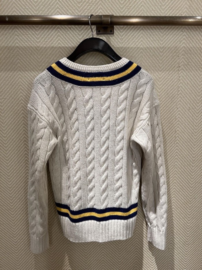 NIGO Ralph Lauren Men's Polo Solid Color V-neck Pullover Long-sleeved Autumn And Winter Knitted Wool Polo