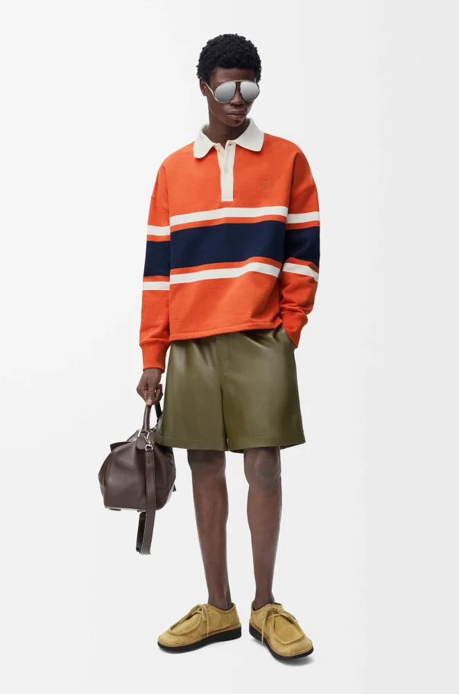 NIGO LOEWE FW25 Men's Cotton Horizontal Striped Logo Embroidered Long-Sleeved Polo Shirt #nigo332269