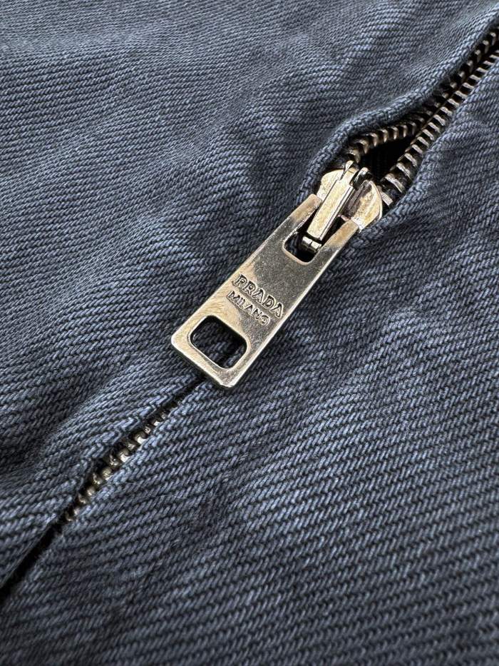 NIGO PRADA Men's Obsidian Denim Bomber Jacket Shirt-collar Zip-up Logo Long-sleeve Denim Jacket #nigo332258