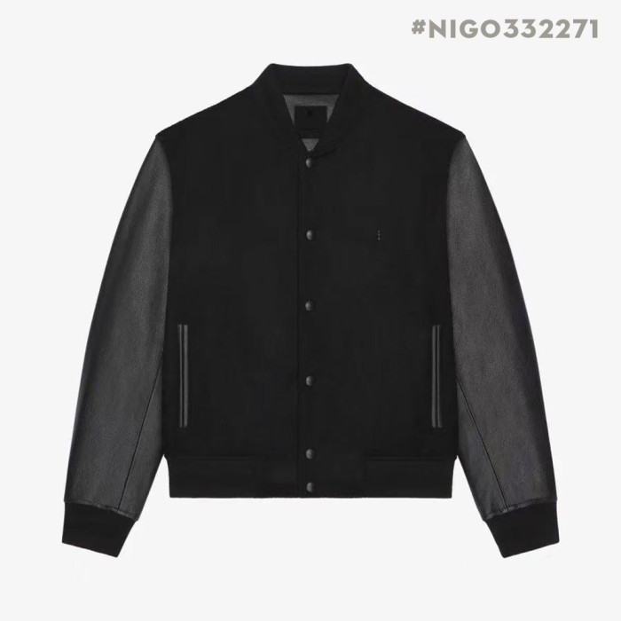 NIGO Givenchy Men's Patchwork Crew Neck Single Breasted Logo Long Sleeve Jacket Black #nigo332271