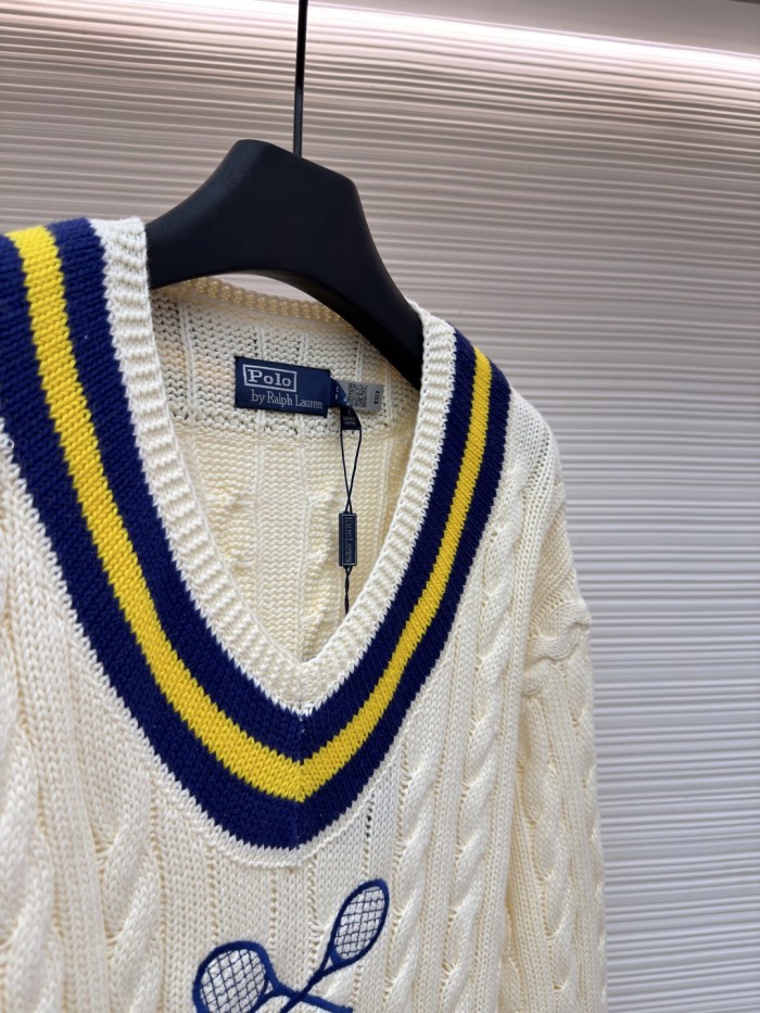 NIGO Ralph Lauren Men's Polo Solid Color V-neck Pullover Long-sleeved Autumn And Winter Knitted Wool Polo