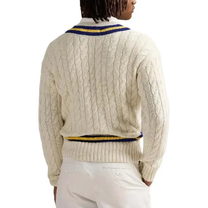 NIGO Ralph Lauren Men's Polo Solid Color V-neck Pullover Long-sleeved Autumn And Winter Knitted Wool Polo