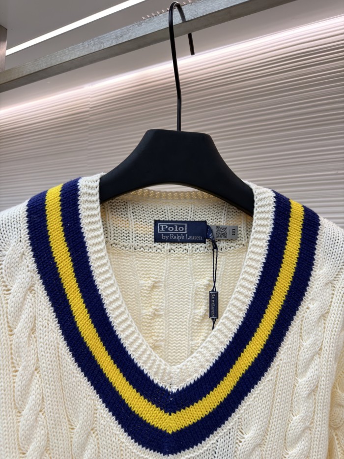 NIGO Ralph Lauren Men's Polo Solid Color V-neck Pullover Long-sleeved Autumn And Winter Knitted Wool Polo