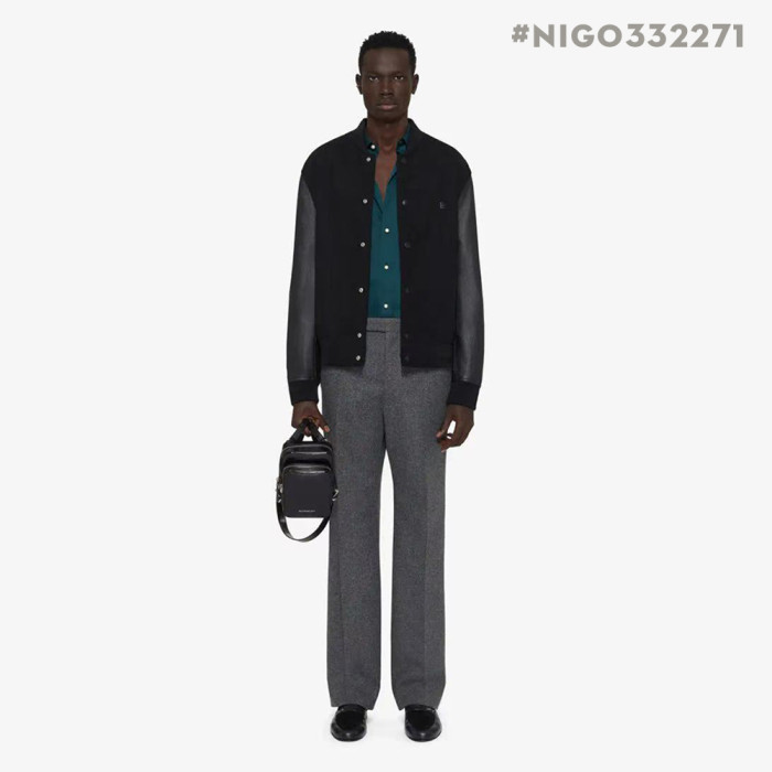 NIGO Givenchy Men's Patchwork Crew Neck Single Breasted Logo Long Sleeve Jacket Black #nigo332271