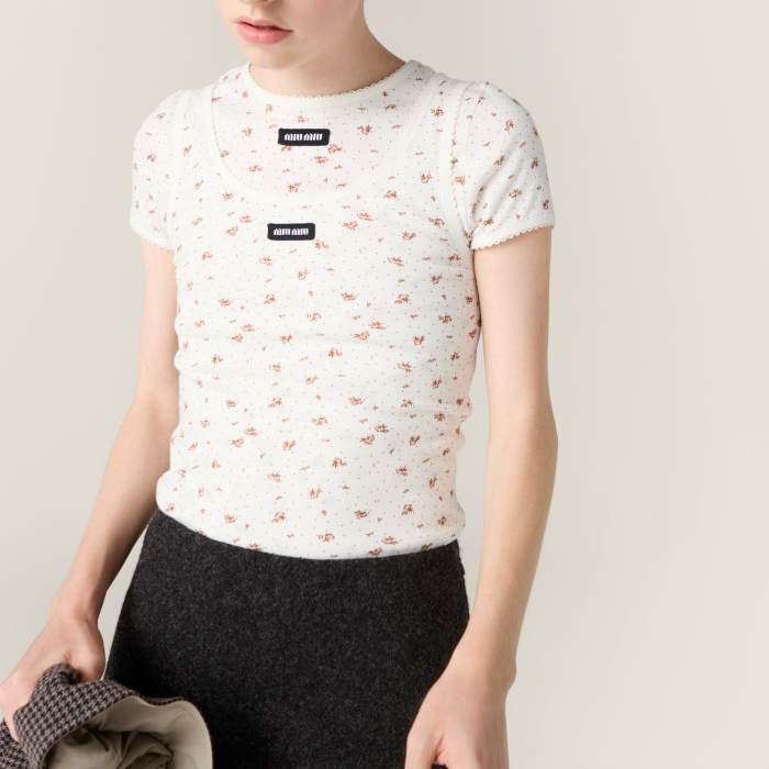 NIGO MIUMIU Women's Ribbed Knit Crew Neck Logo Patch Straight Tank Top #nigo332263