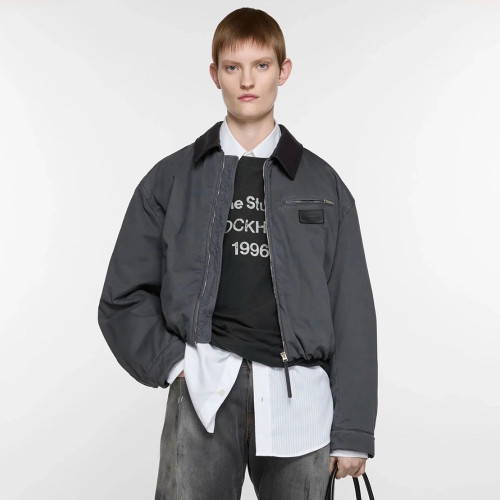 NIGO Acne Studios SS25 Men's and Women's Barn Logo Patch Fitted Zip Off Shoulder Long Sleeve Bomber Jacket #nigo332324