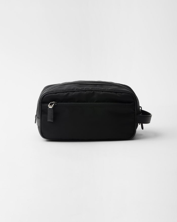 NIGO PRADA New Regenerated Nylon Enameled Triangle Logo Saffiano Leather Travel Storage Bag Toiletry Bag #nigo332316