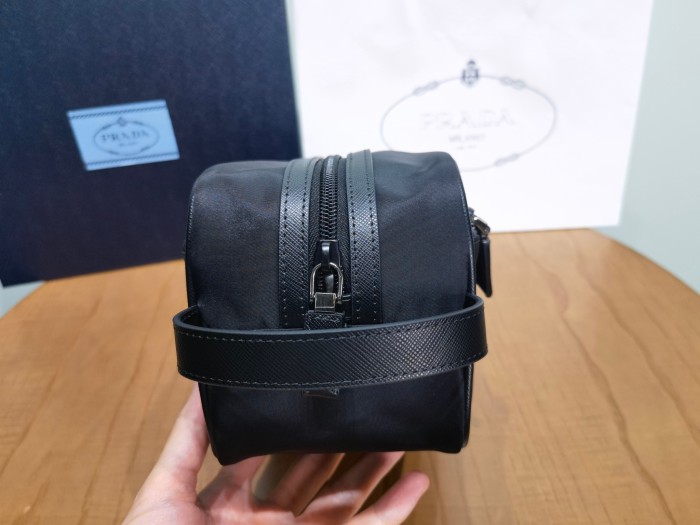NIGO PRADA New Regenerated Nylon Enameled Triangle Logo Saffiano Leather Travel Storage Bag Toiletry Bag #nigo332316